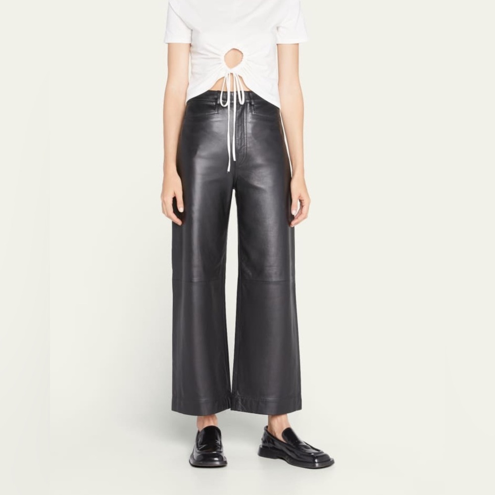 PROENZA SCHOULER WHITE LABEL High-Rise Leather Culottes Wide Leg Pants Size 0